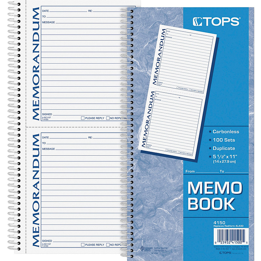 TOPS Memorandum Forms Book (TOP4150)