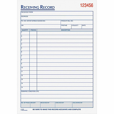 TOPS Carbonless Receiving Record Forms (TOP46260)