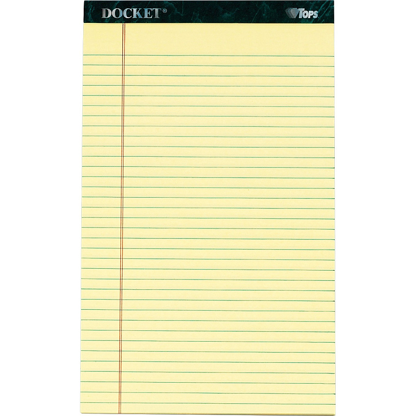 TOPS Docket Letr - Trim Legal Rule Canary Legal Pads - Legal (TOP63580)
