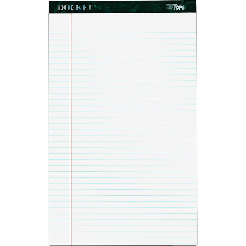 TOPS Docket Letr - Trim Legal Ruled White Legal Pads - Legal (TOP63590)