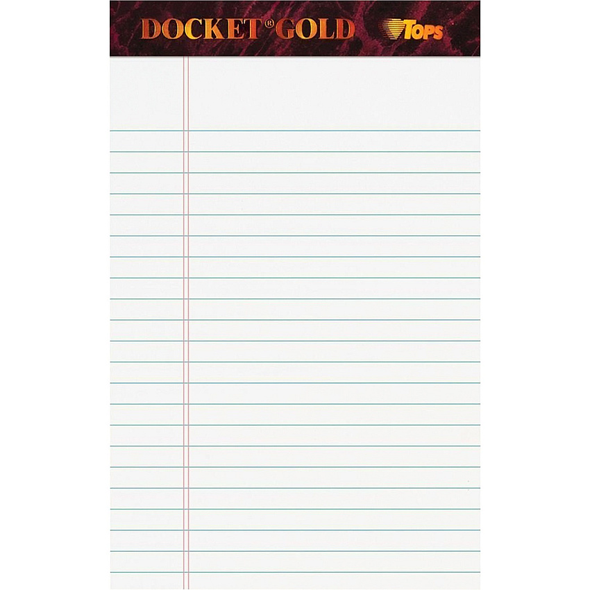 TOPS Docket Gold Jr. Legal Ruled White Legal Pads - Jr.Legal (TOP63910)