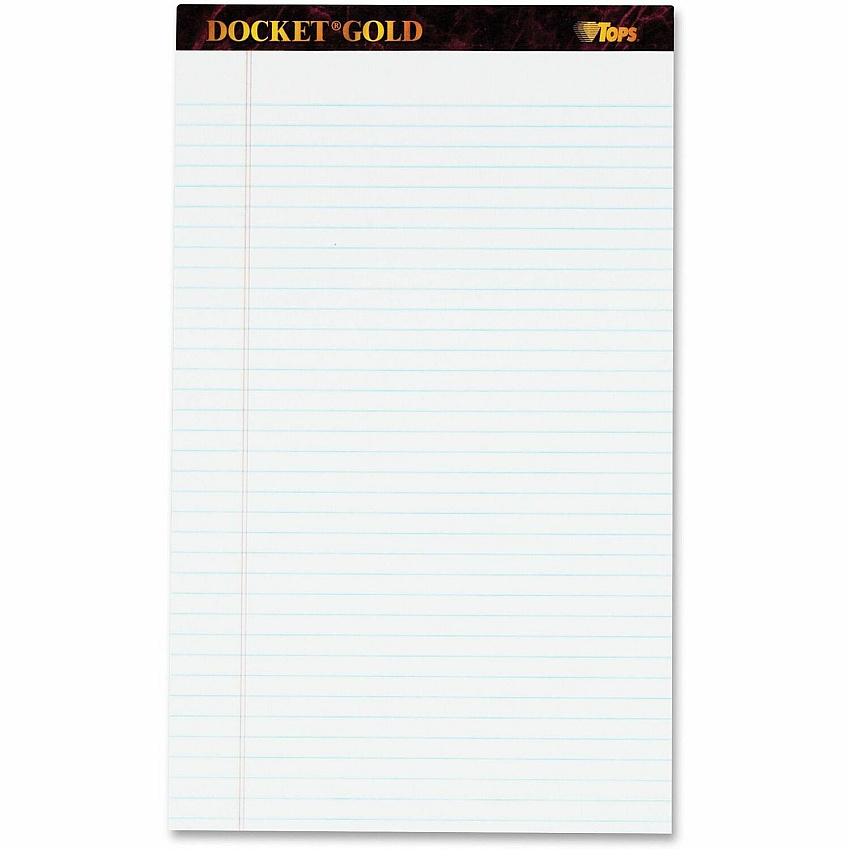 TOPS Docket Gold Legal Ruled White Legal Pads - Legal (TOP63990)