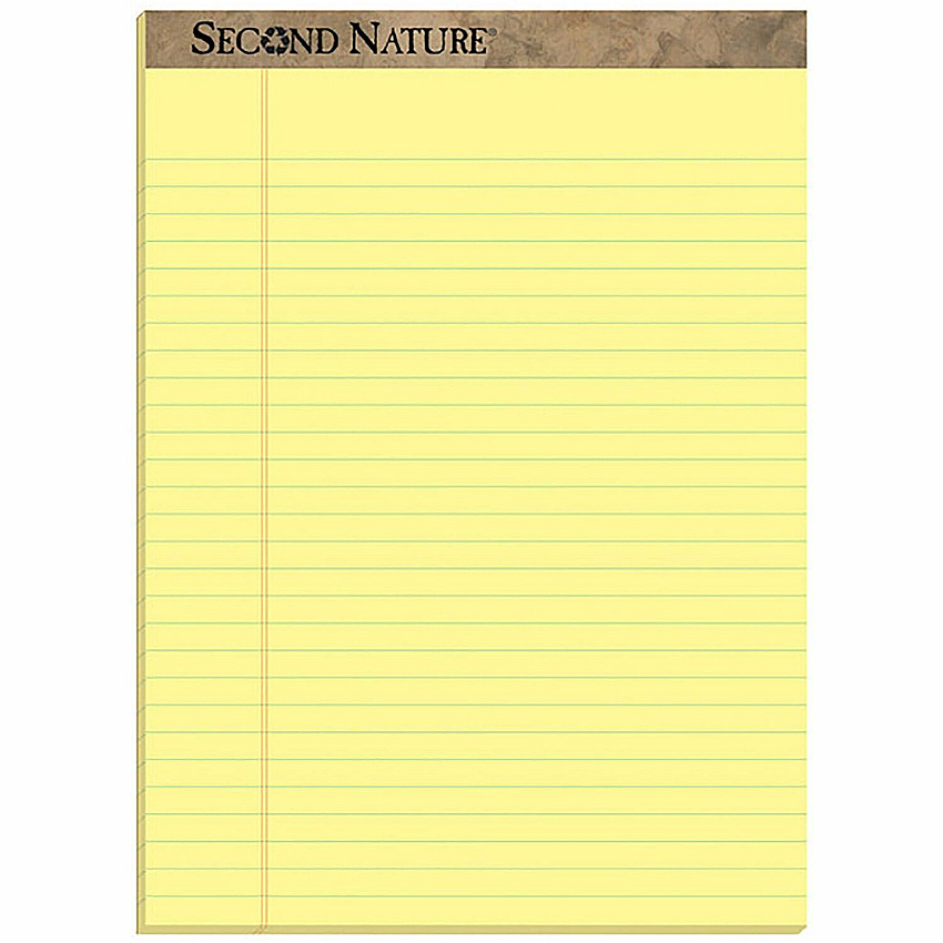 TOPS Second Nature Ruled Canary Writing Pads (TOP74890)