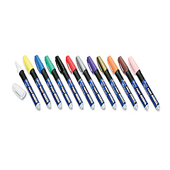 AbilityOne 7520012074168, SKILCRAFT Paint Marker, Ergonomic Rubber Grip, Medium Bullet Tip, Assorted Colors, 12/Set