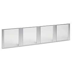 Alera Glass Door Set With Silver Frame For 72" Wide Hutch, 17w x 16h, Clear, 4 Doors/Set (ALEVA301730)