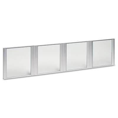Alera Glass Door Set With Silver Frame For 72" Wide Hutch, 17w x 16h, Clear, 4 Doors/Set (ALEVA301730)