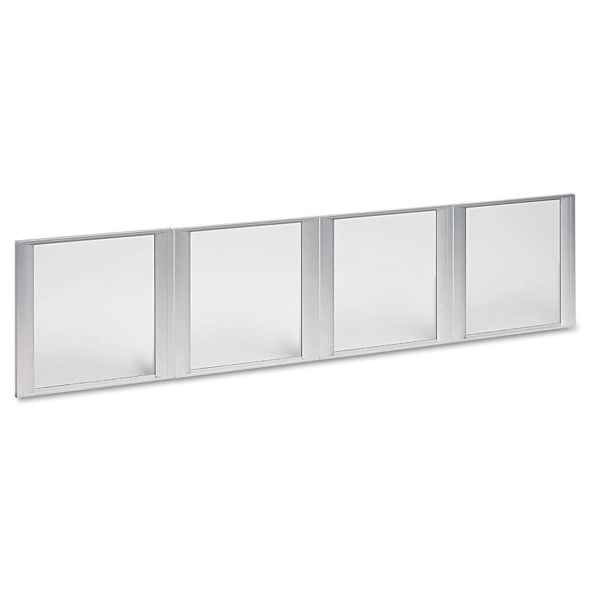 Alera Glass Door Set With Silver Frame For 72" Wide Hutch, 17w x 16h, Clear, 4 Doors/Set (ALEVA301730)