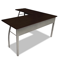 Linea Italia Trento Line L-Shaped Desk, 59.13" x 59.13" x 29.5", Mocha/Gray (LITTR737MOC)