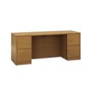 HON 10500 Series Kneespace Credenza With Full-Height Pedestals, 72w x 24d x 29.5h, Harvest (105900CC)