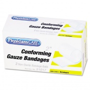 PhysiciansCare by First Aid Only First Aid Conforming Gauze Bandage, Non-Steriile, 2" Wide, 2/Box (51017)