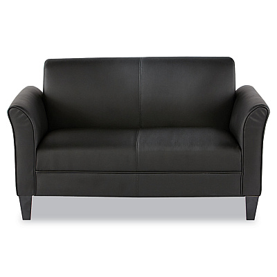 Alera Reception Lounge Furniture, Loveseat, 55.5w x 31.5d x 33.07h, Black (ALERL22LS10B)