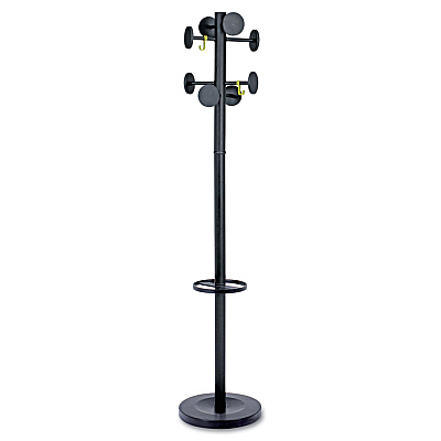 Alba Stan3 Steel Coat Rack, Stand Alone Rack, Eight Knobs, 15w x 15d x 69.3h, Black (ABAPMSTAN3N)
