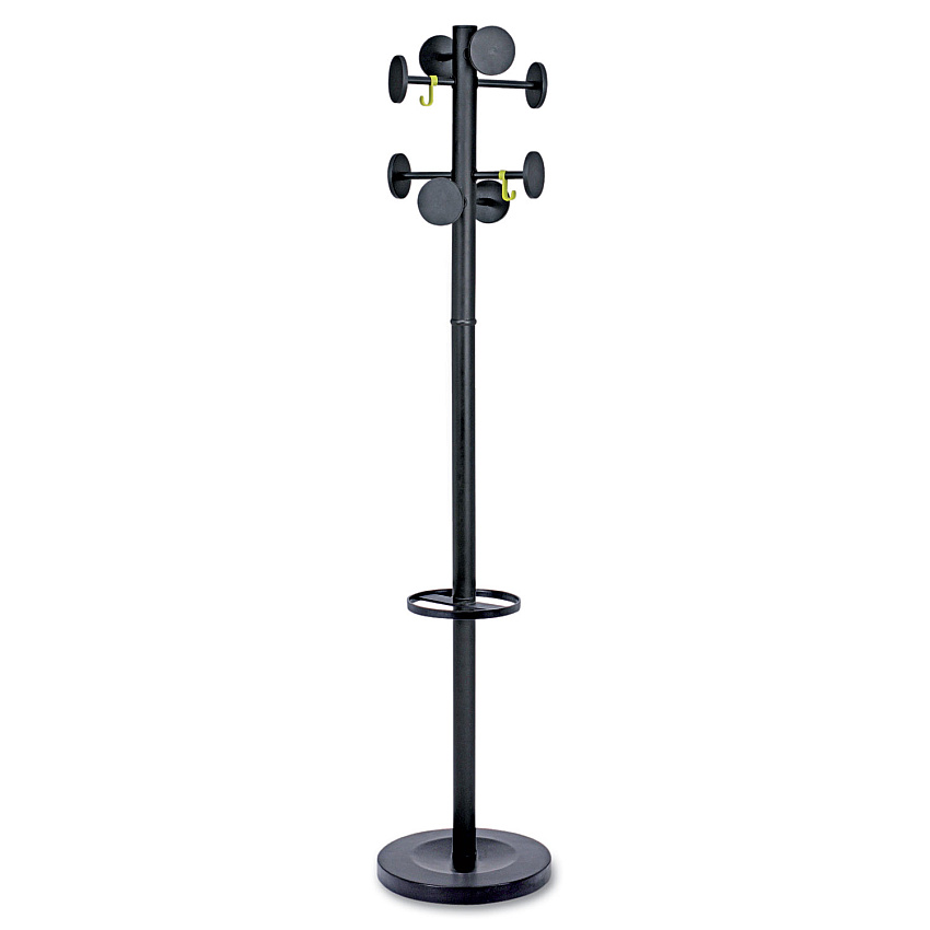 Alba Stan3 Steel Coat Rack, Stand Alone Rack, Eight Knobs, 15w x 15d x 69.3h, Black (ABAPMSTAN3N)