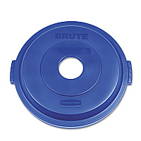 Rubbermaid Commercial Bottle/Can Recycling Top for BRUTE 32 gal Containers, Round Openings, 9.8w x 22.9d x 22.3h, Blue (RCP1788376)