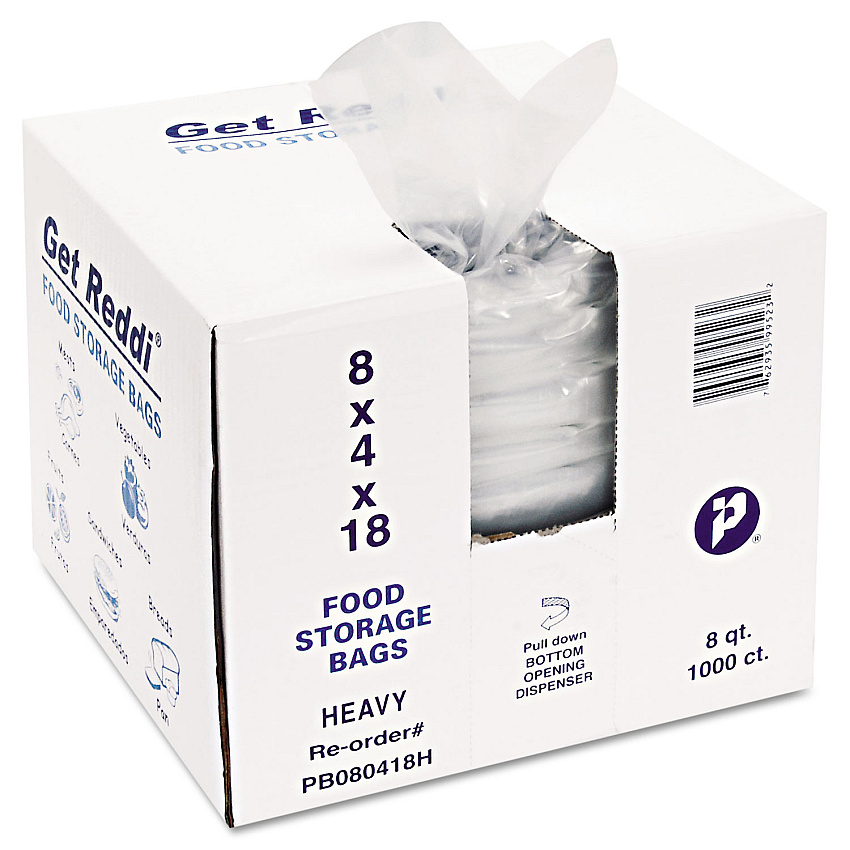 Inteplast Group Food Bags, 2 gal, 8" x 4" x 18", Clear, 1,000/Carton (IBSPB080418H)