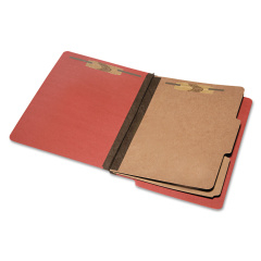 AbilityOne 7530015907104 SKILCRAFT End Tab Classification Folders, 2" Expansion, 2 Dividers, 6 Fasteners, Letter Size, Earth Red, 10/Box