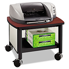 Safco Impromptu Under-Desk Machine Stand, Metal, 2 Shelves, 100 lb Capacity, 20.5" x 16.5" x 14.5", Cherry/White/Black (SAF1862BL)