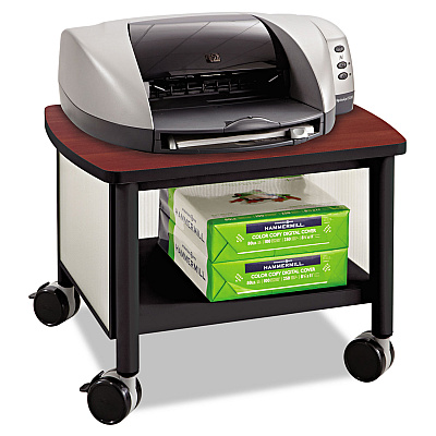 Safco Impromptu Under-Desk Machine Stand, Metal, 2 Shelves, 100 lb Capacity, 20.5" x 16.5" x 14.5", Cherry/White/Black (SAF1862BL)