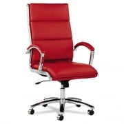 Alera Neratoli High-Back Slim Profile Chair, Faux Leather, Up to 275 lb, 17.32" to 21.25" Seat Height, Red Seat/Back, Chrome (NR4139)