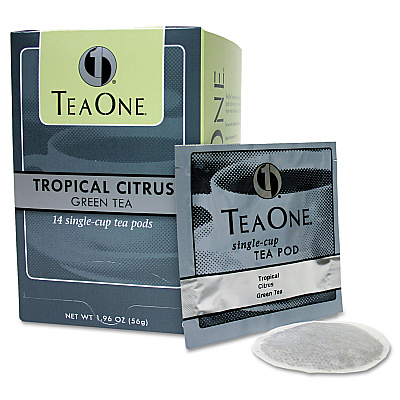 Tea One Tea Pods, Tropical Citrus Green, 14/Box (JAV20700)