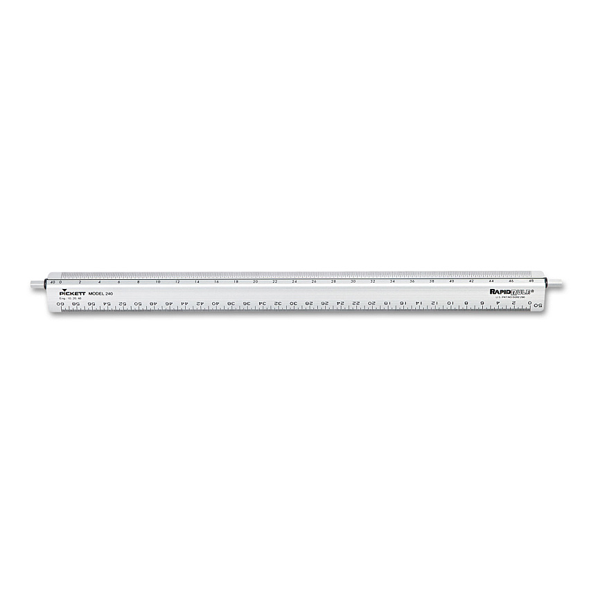 Chartpak Adjustable Triangular Scale Aluminum Engineers Ruler, 12", Long, Silver (CHA240)