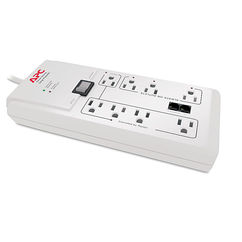 APC Home/Office SurgeArrest Protector, 8 AC Outlets, 6 ft Cord, 2,030 J, White (APWP8GT)
