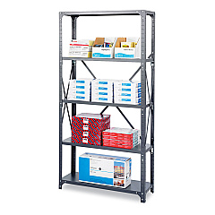 Safco Commercial Steel Shelving Unit, Five-Shelf, 36w x 12d x 75h, Dark Gray (SAF6265)