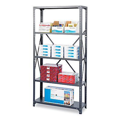 Safco Commercial Steel Shelving Unit, Five-Shelf, 36w x 12d x 75h, Dark Gray (SAF6265)