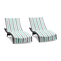 Cabo Cabana Chaise Cover 30x85 Grey/green, Pack Of 2 (P-CC-CC-GY/GR)