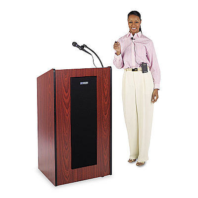 AmpliVox Presidential Plus Wireless Lectern, 50 W, 25.5 X 20.5 X 46.5, Mahogany (SW450MH)