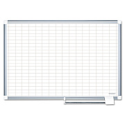 MasterVision Gridded Magnetic Porcelain Dry Erase Planning Board, 1 x 2 Grid, 72 x 48, White Surface, Silver Aluminum Frame (BVCCR1230830)