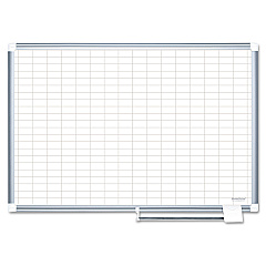 MasterVision Gridded Magnetic Porcelain Dry Erase Planning Board, 1 x 2 Grid, 72 x 48, White Surface, Silver Aluminum Frame (BVCCR1230830)