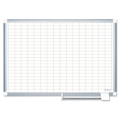 MasterVision Gridded Magnetic Porcelain Dry Erase Planning Board, 1 x 2 Grid, 72 x 48, White Surface, Silver Aluminum Frame (BVCCR1230830)