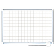MasterVision Gridded Magnetic Steel Dry Erase Planning Board, 1 x 2 Grid, 48 x 36, White Surface, Silver Aluminum Frame (BVCMA0592830)