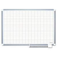 MasterVision Gridded Magnetic Steel Dry Erase Planning Board, 1 x 2 Grid, 48 x 36, White Surface, Silver Aluminum Frame (BVCMA0592830)