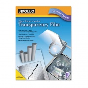Apollo Plain Paper Laser Transparency Film with Handling Strip, 8.5 x 11, Black on Clear, 100/Box (PP201C)