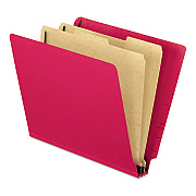 Pendaflex Pressboard End Tab Classification Folders, Straight Tab, Expands 2", 2 Dividers, 6 Fasteners, Letter Size, Red, 10/Box (23216)
