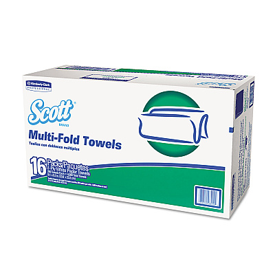 Scott Multi-Fold Towels, Absorbency Pockets, 1-Ply, 9.2 x 9.4, 250/Pack, 16 Packs/Carton (KCC08009)