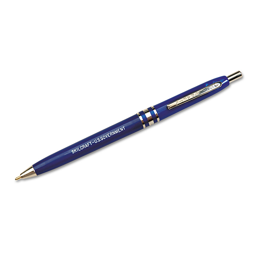 AbilityOne 7520013322833, SKILCRAFT U.S. Government Ballpoint Pen, Retractable, Medium 1 mm, Blue Ink, Blue Barrel, Dozen