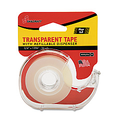 AbilityOne 7520015167576, SKILCRAFT Tape with Dispenser, 1" Core, 0.75" x 36 yds, Glossy Clear