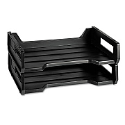 AbilityOne 7520010944307, SKILCRAFT Plastic Desk Tray, 1 Section, Letter Size Files, 12" x 8.5" x 5", Black, 2/Pack