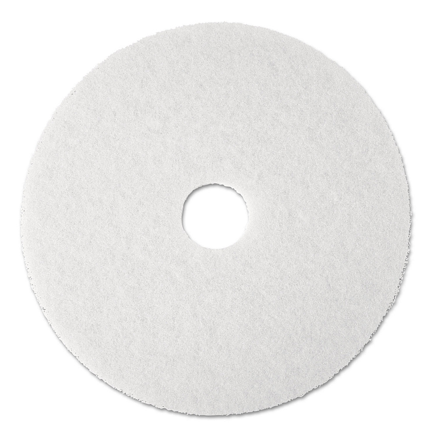3M Low-Speed Super Polishing Floor Pads 4100, 13" Diameter, White, 5/Carton (MMM08477)
