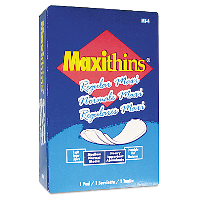 HOSPECO Maxithins Vended Sanitary Napkins #4, Maxi, 100 Individually Boxed Napkins/Carton (HOSMT4FS)