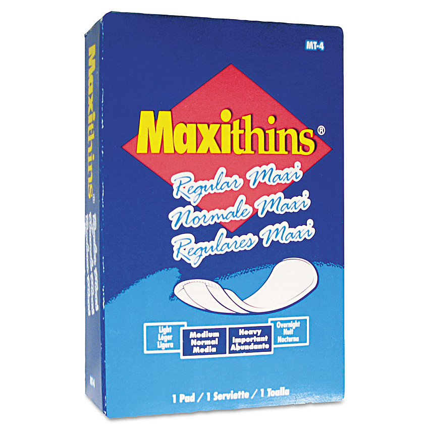HOSPECO Maxithins Vended Sanitary Napkins #4, Maxi, 100 Individually Boxed Napkins/Carton (HOSMT4FS)