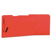 Universal Deluxe Reinforced Top Tab Fastener Folders, 2 Fasteners, Legal Size, Red Exterior, 50/Box (13527)