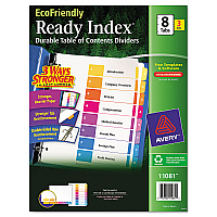 Avery Customizable Table of Contents Ready Index Dividers with Multicolor Tabs, 8-Tab, 1 to 8, 11 x 8.5, White, 3 Sets (AVE11081)