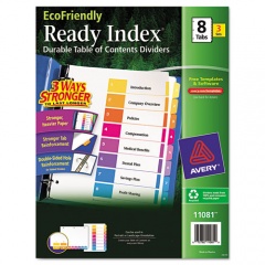 Avery Customizable Table of Contents Ready Index Dividers with Multicolor Tabs, 8-Tab, 1 to 8, 11 x 8.5, White, 3 Sets (11081)