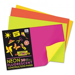 Pacon Neon Construction Paper, 76 lb Text Weight, 12 x 18, Assorted, 20/Pack (104303)