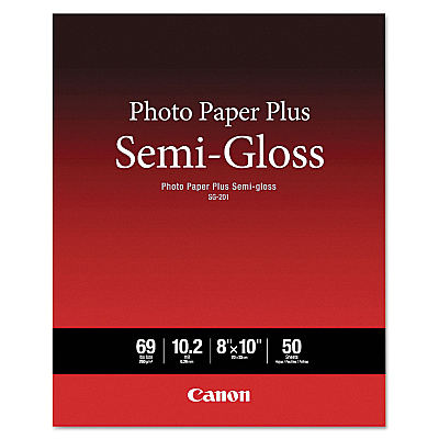 Canon Photo Paper Plus Semi-Gloss, 10.2 mil, 8 x 10, Semi-Gloss White, 50/Pack (CNM1686B062)