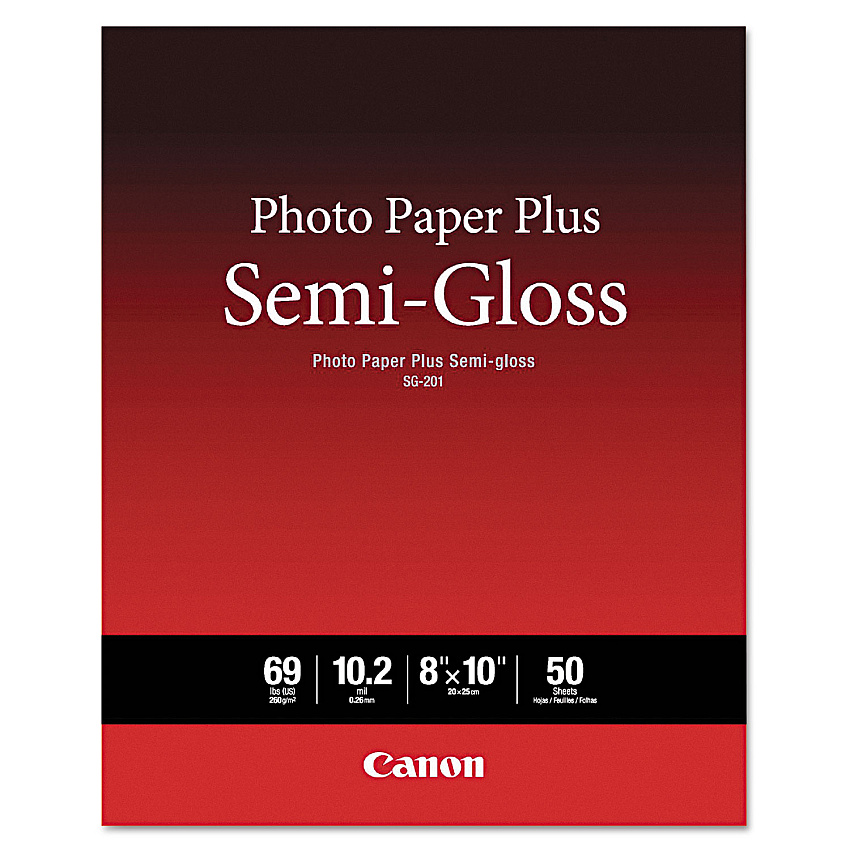 Canon Photo Paper Plus Semi-Gloss, 10.2 mil, 8 x 10, Semi-Gloss White, 50/Pack (CNM1686B062)